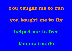You taught me to run
you taught me to fly
helped me to free

the me inside