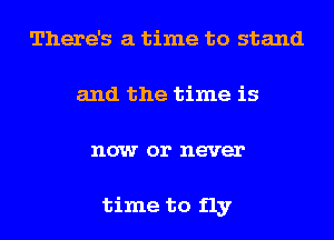 There's a time to stand
and the time is
now or never

time to fly