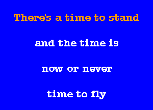 There's a time to stand
and the time is
now or never

time to fly