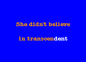She didnT. believe

in transcendent