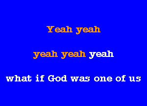 Yeah yeah
yeah yeah yeah

what if God was one of us