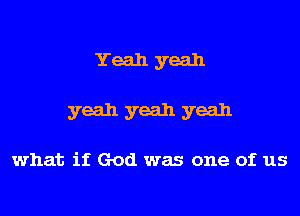 Yeah yeah
yeah yeah yeah

what if God was one of us