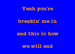 Yeah you're

breakin' me in

and this is how

we will end