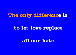 The only difference is
to let love replace

all our hate