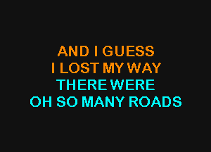 AND I GUESS
l LOST MY WAY

THEREWERE
OH SO MANY ROADS