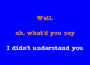 Well,

ah, what'd you say

I didnt understand you