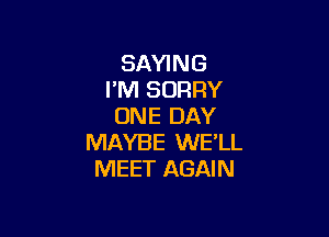 SAYING
I'M SORRY
ONE DAY

MAYBE WE'LL
MEET AGAIN