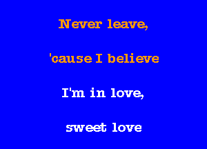 N ever leave,

'cause I believe

I'm in love,

sweet love