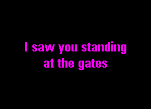 I saw you standing

at the gates