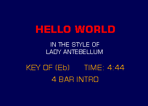 IN THE STYLE OF
LADY ANTEBELLUM

KEY OF EEbJ TIME 444
4 BAR INTRO