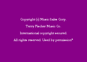 Copyright (c) Music Salsa Corp,
Terry Fischer Music Co.
Imm-nan'onsl copyright secured

All rights ma-md Used by pmboiod'