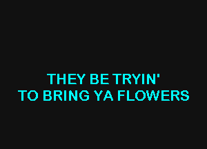 THEY BE TRYIN'
TO BRING YA FLOWERS