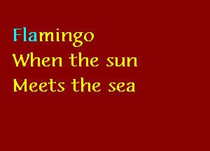 Flamingo
When the sun

Meets the sea