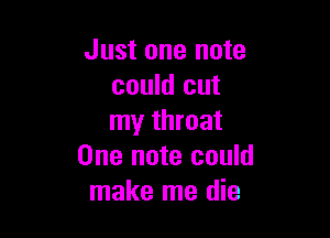 Just one note
could cut

my throat
One note could
make me die