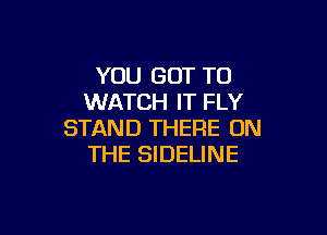 YOU GOT TO
WATCH IT FLY

STAND THERE ON
THE SIDELINE