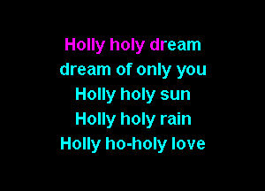 Holly holy dream
dream of only you
Holly holy sun

Holly holy rain
Holly ho-holy love