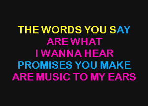 THE WORDS YOU SAY

PROMISES YOU MAKE