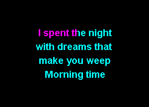 I spent the night
with dreams that

make you weep
Morning time