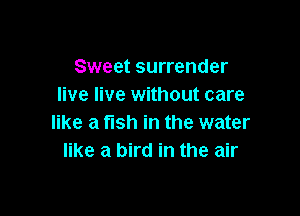 Sweet surrender
live live without care

like a fish in the water
like a bird in the air