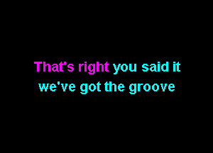 That's right you said it

we've got the groove