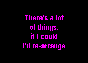 There's a lot
of things,

if I could
I'd re-arrange