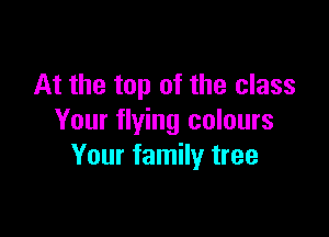 At the top of the class

Your flying colours
Your family tree