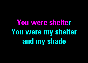 You were shelter

You were my shelter
and my shade
