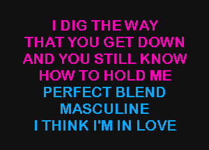 PERFECT BLEND
MASCULINE
ITHINK I'M IN LOVE