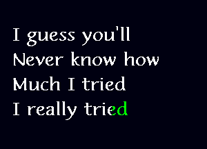 I guess you'll
Never know how

Much I tried
I really tried