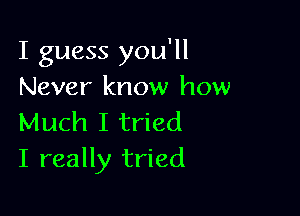 I guess you'll
Never know how

Much I tried
I really tried