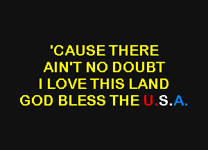 'CAUSETHERE
AIN'T NO DOUBT

I LOVE THIS LAND
GOD BLESS THE S.
