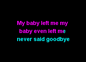 My baby left me my

baby even left me
never said goodbye