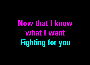 Now that I know

what I want
Fighting for you