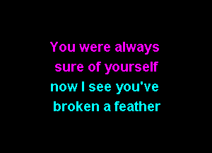 You were always
sure of yourself

now I see you've
broken a feather