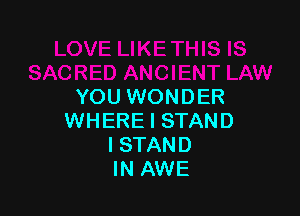 YOU WONDER

WHERE I STAND
I STAND
IN AWE