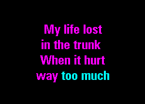 My life lost
in the trunk

When it hurt
way too much