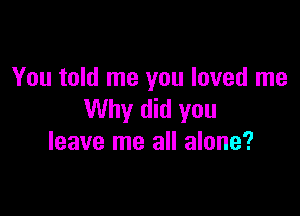 You told me you loved me

Why did you
leave me all alone?