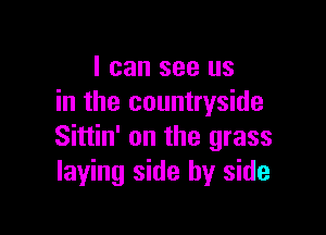 I can see us
in the countryside

Sittin' on the grass
laying side by side