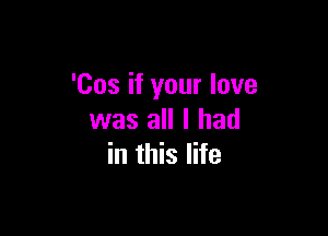 'Cos if your love

was all I had
in this life