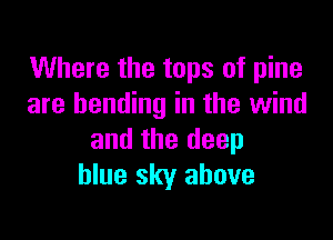 Where the tops of pine
are bending in the wind

and the deep
blue sky above