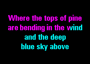 Where the tops of pine
are bending in the wind

and the deep
blue sky above