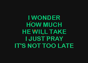 Lwouo ER
HOW MUCH

H E WI LL TAKE
I JUSTPRAY
IT'S NOT TOO LATE