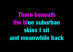 There beneath
the blue suburban

skies I sit
and meanwhile hack