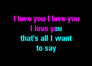 I love you I love you
I love you

that's all I want
to say