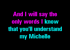 And I will say the
only words I know

that you'll understand
my Michelle