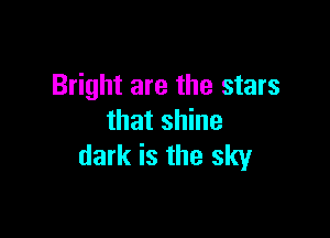 Bright are the stars

that shine
dark is the sky