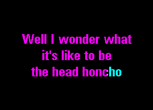 Well I wonder what

it's like to he
the head honcho