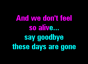 And we don't feel
so alive...

say goodbye
these days are gone