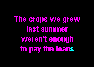 The crops we grew
last summer

weren't enough
to pay the loans