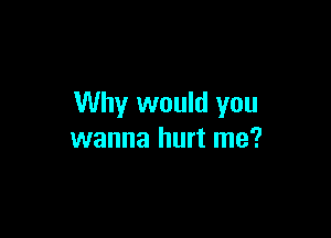 Why would you

wanna hurt me?